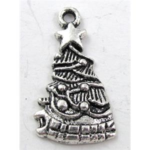 christmas tree, Tibetan Silver pendant non-nickel, 13x24mm [NN11018]