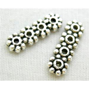 Tibetan Silver Spacers Bars Non-Nickel, 4.5x13.5mm, 4 hole, hole:1mm [NN1110]
