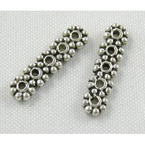 Tibetan Silver Spacer Bars Non-Nickel, 4.3x16.8mm,hole:1mm,5 holes [NN1113DX]