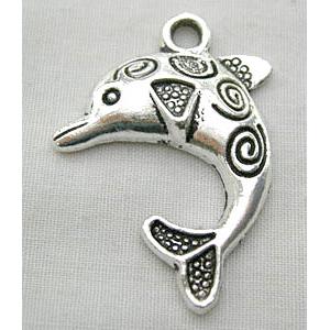 Tibetan Silver Dolphin Non-Nickel, 22x32mm [NN1139]