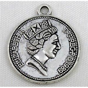 tibetan silver pendant, approx 20mm dia [NN11704]