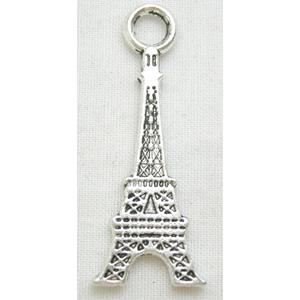 Tower Eiffel Charm, Tibetan Silver Pendant Non-Nickel, 12.5x31mm [NN1181]