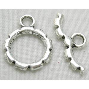 Tibetan Silver Toggle Clasps Non-Nickel, 13.5mm dia,stick:19.5mm [NN1196]