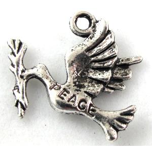 Tibetan Silver peace bird non-nickel, 20x20mm [NN12064]