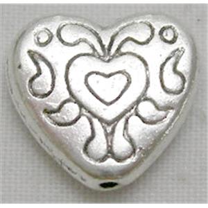 Tibetan Silver Heart beads, 10.5x11.5mm [NN1218]
