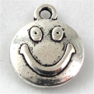 Tibetan Silver pendant non-nickel, smile face, 12mm dia [NN12371]