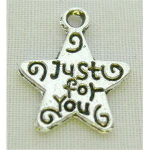 Tibetan Silver star Pentacle Non-Nickel, 11.7mm dia [NN1272]