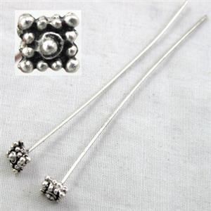 Fancy Pin Charm, Tibetan Silver Non-Nickel, 55mm length, pinhead:5x5mm [NN1275]