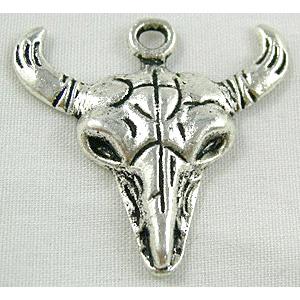 Horn Charm, Tibetan Silver Non-Nickel, 29x28mm [NN1303]
