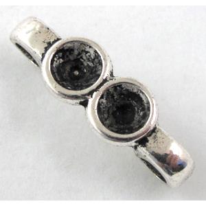 Connector with cameo-tray, tibetan silver Non-Nickel, 6mm dia, 27mm length [NN13332]