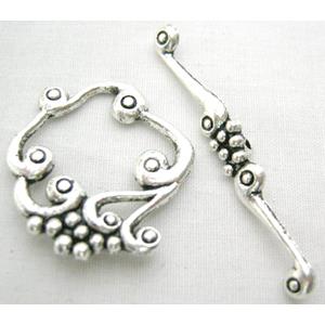 Tibetan Silver Toggle Clasps Non-Nickel, 25x25mm, stick:40mm [NN1357]