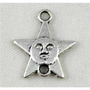tibetan silver star connector non-nickel, approx 15x17.5mm [NN1373]
