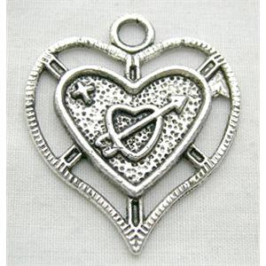 LOVE Heart Charms, Tibetan Silver Non-Nickel, 29x33mm [NN1426]