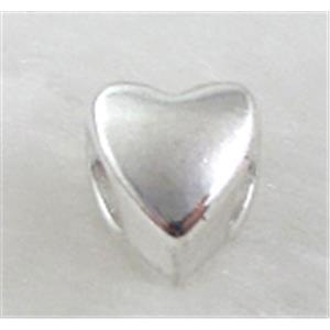Silver plated Heart, Tibetan Silver Spacer Non-Nickel, 8mm wide, hole:4.5mm [NN1445SP]