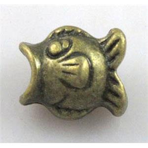 Tibetan Silver zinc Bead, Fish Charm, Non-Nickel, antique bronze, 12.3x14mm,10mm high [NN1446BP]