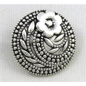 button tibetan silver charms bead, non-nickel, approx 17.8mm dia [NN15353]