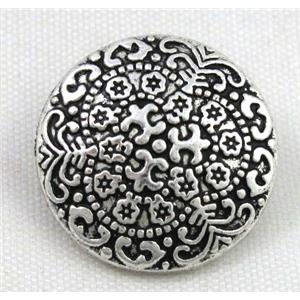 button tibetan silver charms bead, non-nickel, approx 17.8mm dia [NN15354]