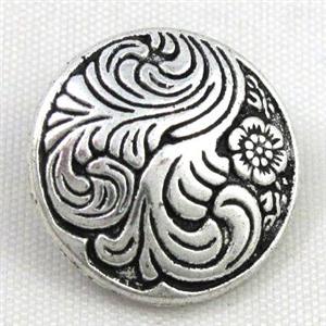 button tibetan silver charms bead, non-nickel, approx 17.8mm dia [NN15358]