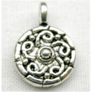Tibetan Silver Pendant Non-Nickel, 9mm diameter [NN159]