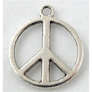 Tibetan Silver Peace Sign pendant non-nickel, 17mm dia [NN1590]