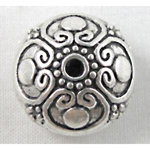 Tibetan Silver Flat Ball Spacers Non-Nickel, 16mm dia, 12mm high [NN1617]