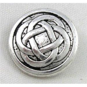 button tibetan silver charms bead, non-nickel, approx 17.8mm dia [NN16235]