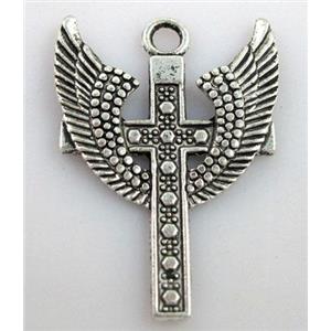 Tibetan Silver cross pendant non-nickel, 30x40mm [NN16247]