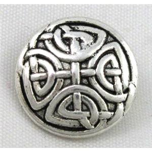 button tibetan silver charms bead, non-nickel, approx 17.8mm dia [NN16372]