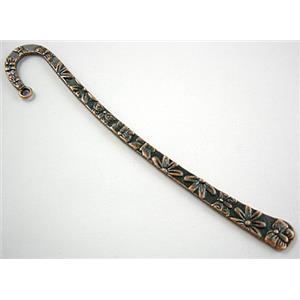 Antique Red Bookmark, Tibetan Silver Non-Nickel, 12.5cm(5 inch) length [NN1676RP]