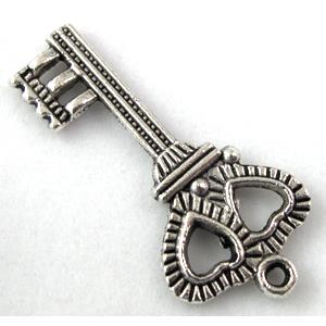 key charm, Tibetan Silver pendant non-nickel, 17x36mm [NN1905]