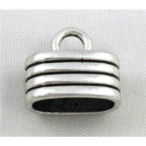 tibetan silver pendant bead, non-nickel, approx 15x13mm, 7x12mm hole [NN19252]