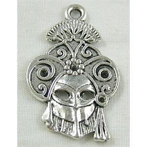 Mask Charms, Tibetan Silver Non-Nickel, 19x30mm [NN1947]