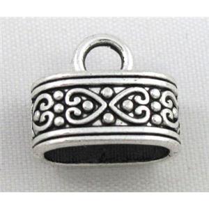 tibetan silver pendant bead, non-nickel, approx 15x13mm, 7x12mm hole [NN19531]