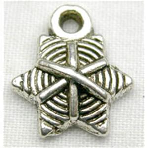 Tibetan Silver Star Pendant Non-Nickel, 11mm diameter [NN196]