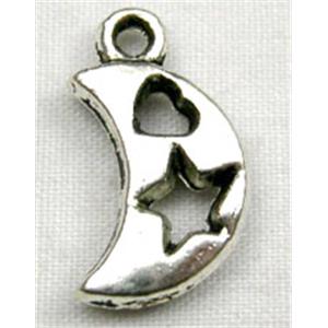Tibetan Silver Moon Charms Non-Nickel, 17mm length [NN223]