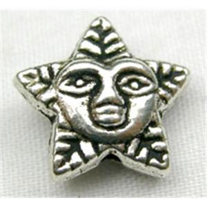 Tibetan Silver Star Face Non-Nickel, 11.5mm diameter [NN343]