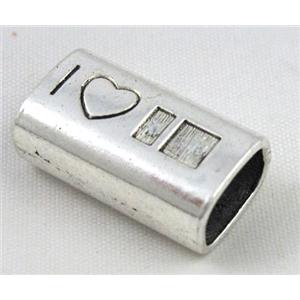 spacer tibetan silver charms bead, non-nickel, approx 13x22x9mm, 7x11mm hole [NN35175]