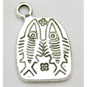 Tibetan Silver Zinc Carving Fish Charms Non-Nickel, 17x18mm [NN5001]