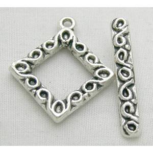 Tibetan Silver Toggle Clasps Non-Nickel, 21x23mm,stick:23mm [NN5017]