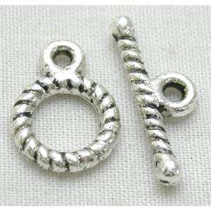 Tibetan Silver Toggle Clasps Non-Nickel, 9.5mm dia, stick:16mm [NN5040]