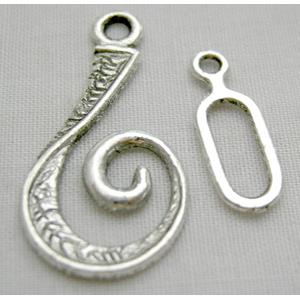 Tibetan Silver Toggle Clasps Non-Nickel, 13.3x25mm,ring: 6x16.6mm [NN5077]