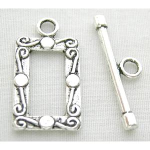 Tibetan Silver Toggle Clasps Non-Nickel, 12x23mm, stick:23mm length [NN5079]