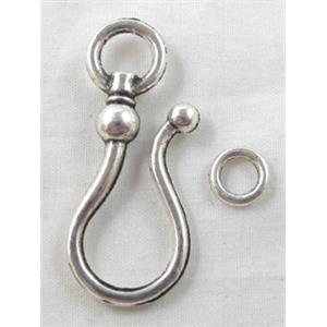 Tibetan Silver toggle clasps non-Nickel, 15x38mm, ring:8mm [NN5091]