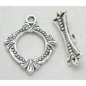 Tibetan Silver Toggle Clasps Non-Nickel, 15mm dia,stick:17mm  [NN5092]