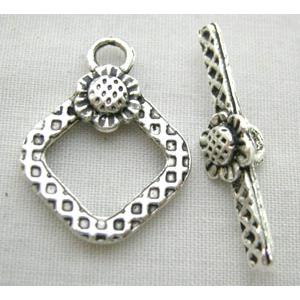 Tibetan Silver Toggle Clasps Non-Nickel, 15.5x20.5mm, stick:23mm length [NN5100]