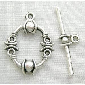 Tibetan Silver Toggle Clasps Non-Nickel, 17x22mm, stick:25mm length [NN5109]
