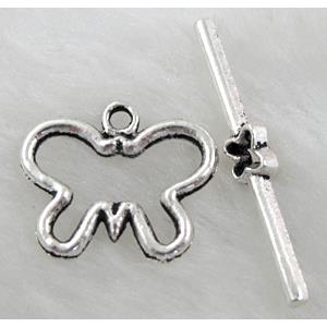 Tibetan Silver toggle clasps non-Nickel, 20x17mm, stick:23mm length [NN5111]