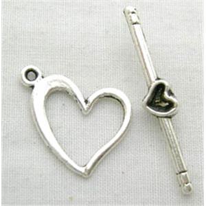 Tibetan Silver Toggle Clasps Non-Nickel, 17x16mm, stick:28mm length [NN5112]