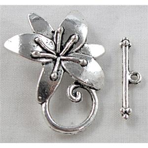 Tibetan Silver toggle clasps non-Nickel, 24x30mm, stick:20mm [NN5124]