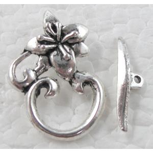 Tibetan Silver toggle clasps non-Nickel, 18x20mm, stick:19mm [NN5125]